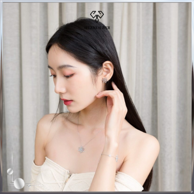 Khuyên tai bạc đá Spinel