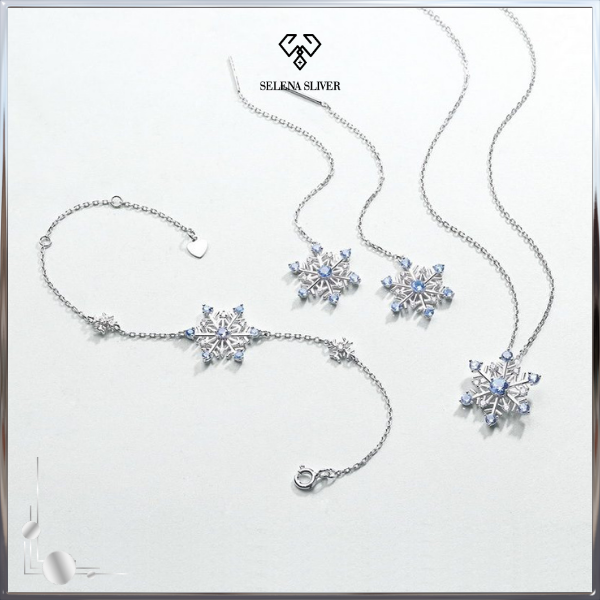 17 Bộ trang sức bạc nữ đính đá Spinel, CZ hình bông tuyết Selena Sliver_820