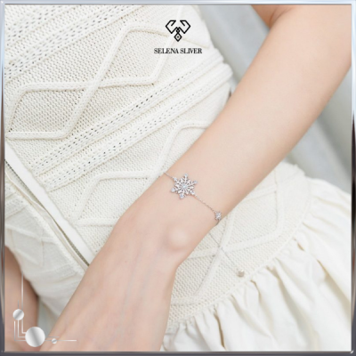Lắc tay bạc nữ đính đá Spinel, CZ hình bông tuyết Selena Sliver_820