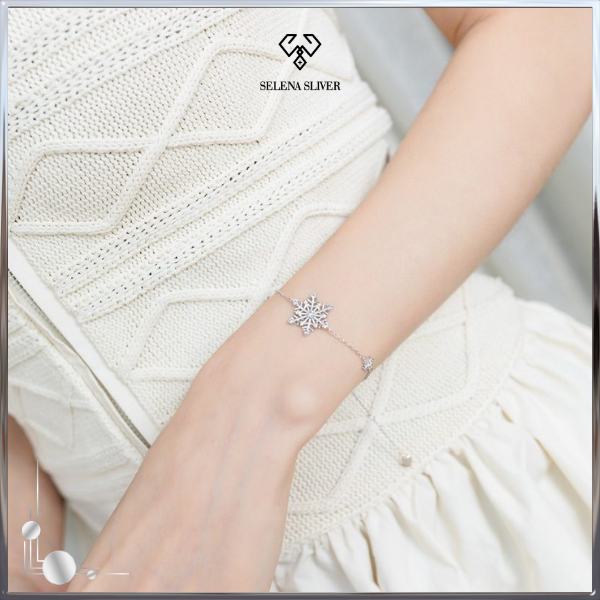 18 Lắc tay bạc nữ đính đá Spinel, CZ hình bông tuyết Selena Sliver_820