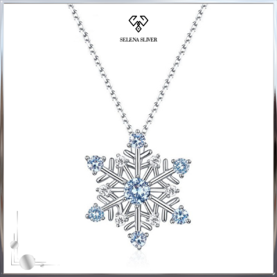 Dây chuyền bạc nữ đính đá Spinel, CZ hình bông tuyết Selena Sliver_820