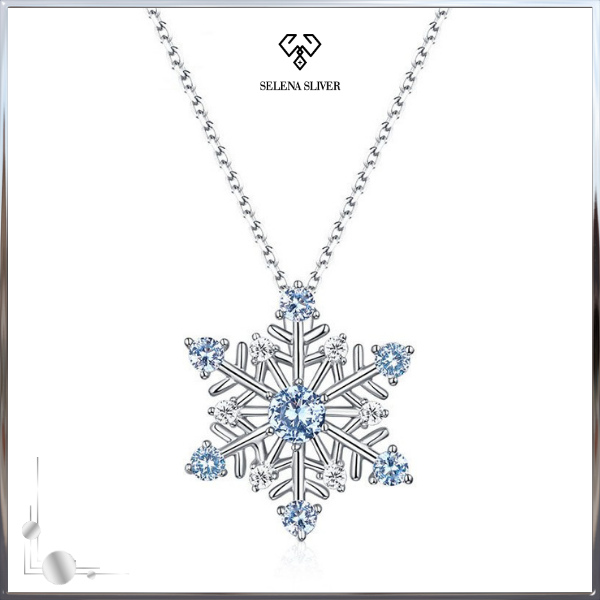 19 Dây chuyền bạc nữ đính đá Spinel, CZ hình bông tuyết Selena Sliver_820