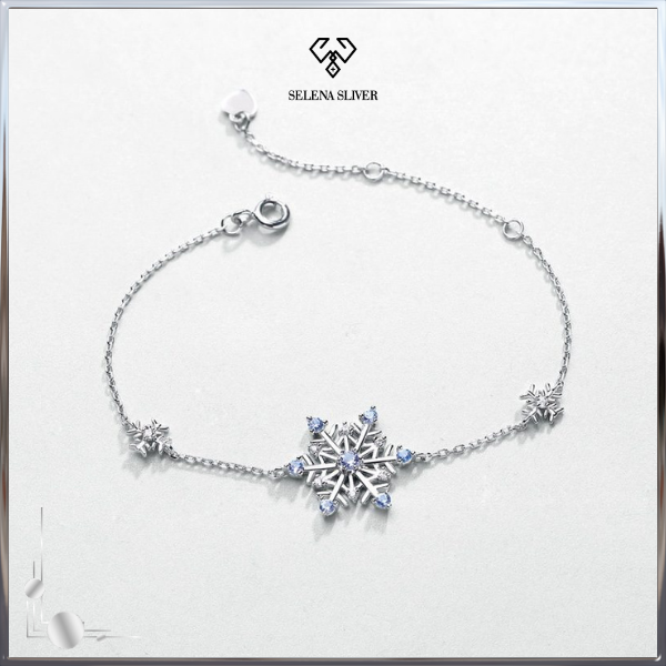 21 Lắc tay bạc nữ đính đá Spinel, CZ hình bông tuyết Selena Sliver_820