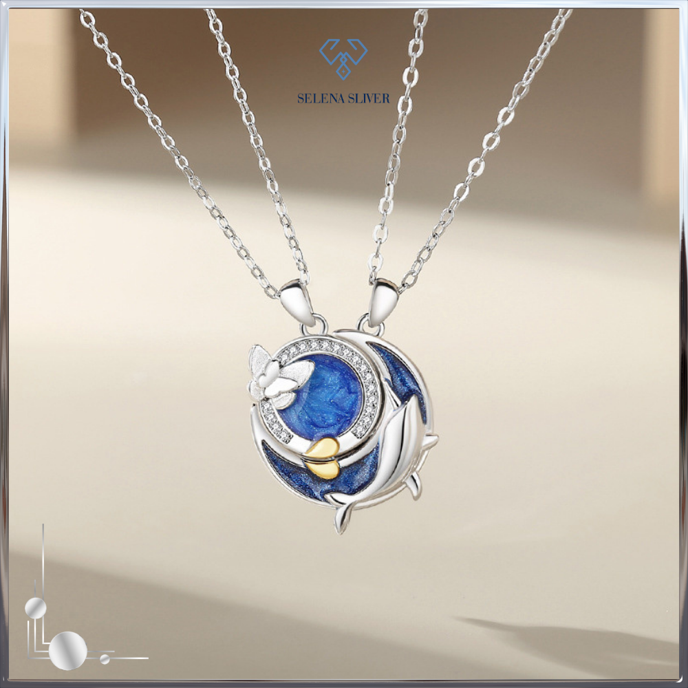 Dây chuyền đôi bạc đính đá CZ hình cá voi và bướm Brenna Selenas Sliver_4002 Day-chuyen-doi-bac-dinh-da-CZ-hinh-ca-voi-va-buom-Brenna-Selenas-Sliver_4002