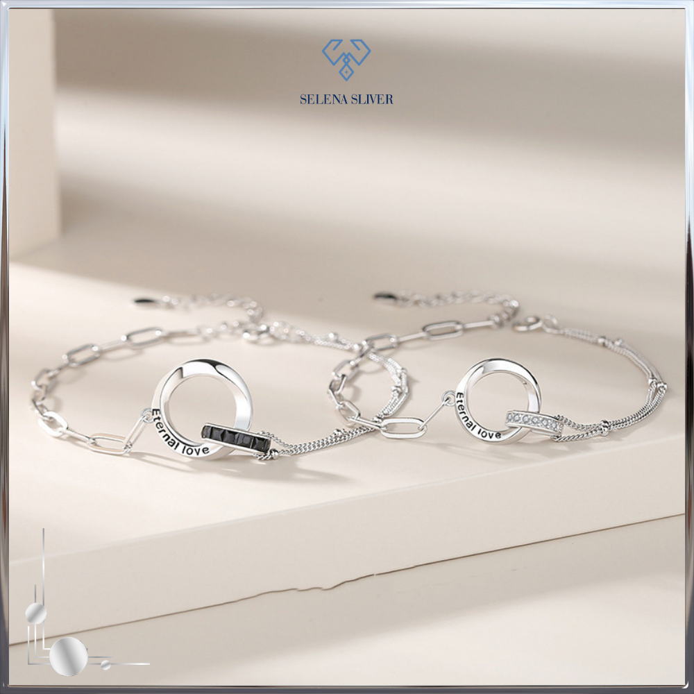 Lắc tay bạc đôi đính đá CZ cặp nhẫn Eternal Love Selena Sliver Lac-tay-bac-doi-dinh-da-CZ-cap-nhan-Eternal-Love-Selena-Slive