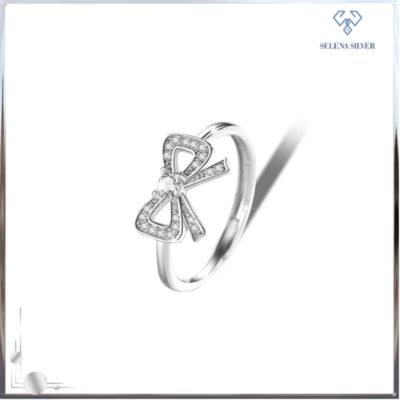 Nhẫn bạc nữ đính đá CZ hình chiếc nơ Arabella